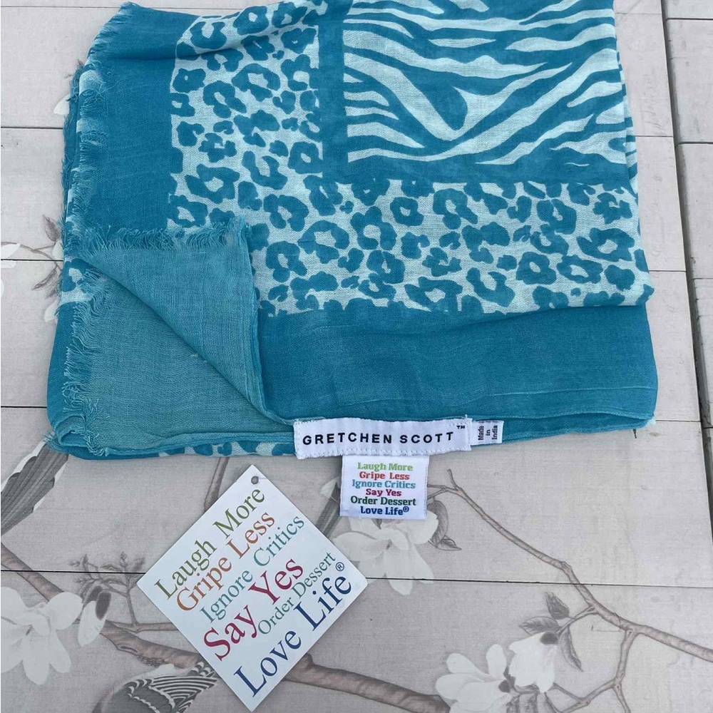 Gretchen Scott Designs Teal and Blue Animal Print Scarf